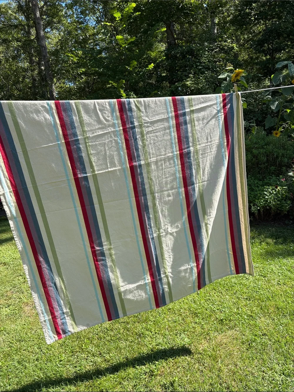 Large striped curtain panel/tablecloth/fabric Neutral with bold stripes